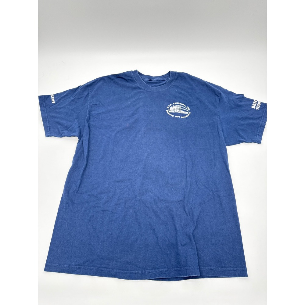 Vintage RAP Trucking Inc Santana Tour 2002 Staff Graphic T-Shirt Navy Blue XL
